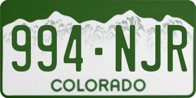 CO license plate 994NJR