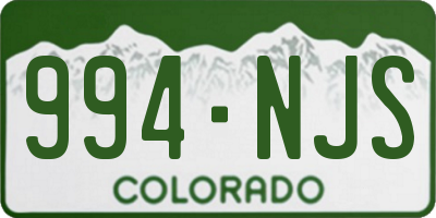 CO license plate 994NJS