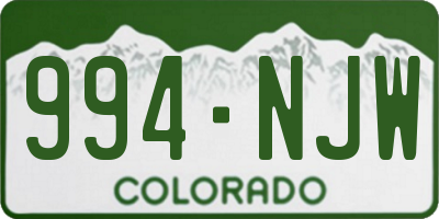 CO license plate 994NJW