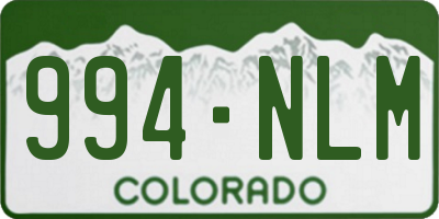 CO license plate 994NLM