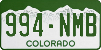 CO license plate 994NMB