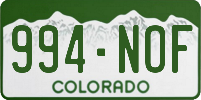CO license plate 994NOF