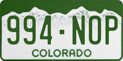 CO license plate 994NOP