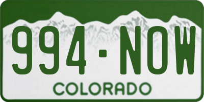 CO license plate 994NOW