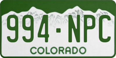 CO license plate 994NPC