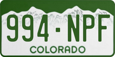 CO license plate 994NPF