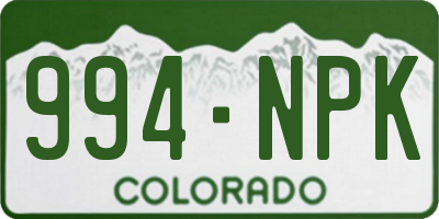 CO license plate 994NPK