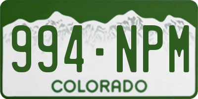 CO license plate 994NPM