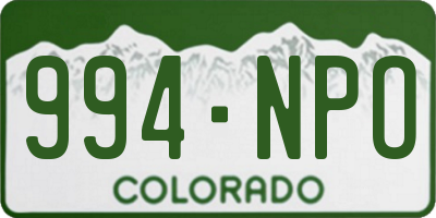 CO license plate 994NPO