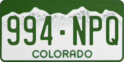 CO license plate 994NPQ
