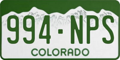 CO license plate 994NPS