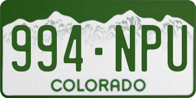 CO license plate 994NPU