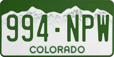 CO license plate 994NPW