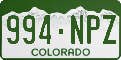 CO license plate 994NPZ