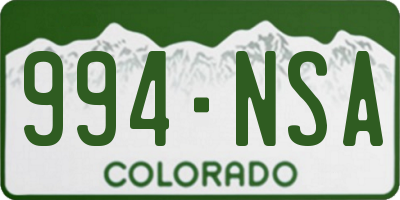 CO license plate 994NSA