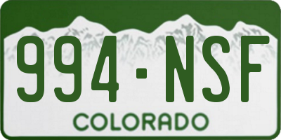 CO license plate 994NSF