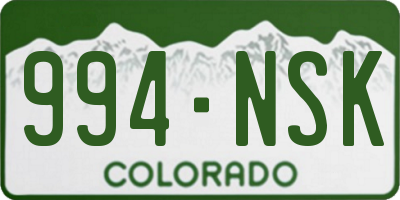 CO license plate 994NSK