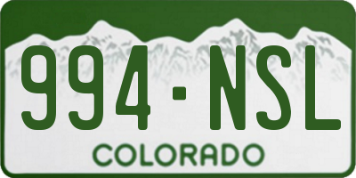 CO license plate 994NSL