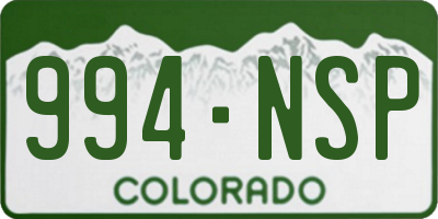 CO license plate 994NSP