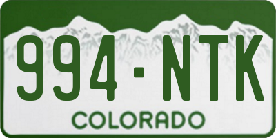 CO license plate 994NTK