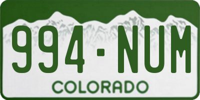 CO license plate 994NUM