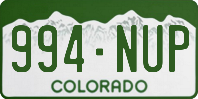 CO license plate 994NUP
