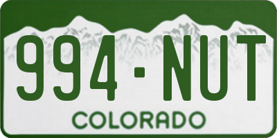 CO license plate 994NUT