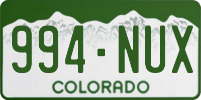 CO license plate 994NUX