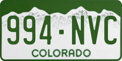 CO license plate 994NVC