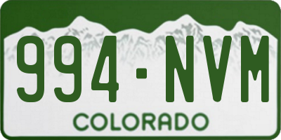 CO license plate 994NVM