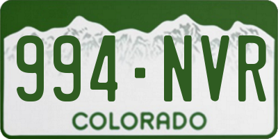 CO license plate 994NVR