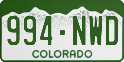 CO license plate 994NWD