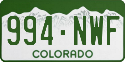 CO license plate 994NWF