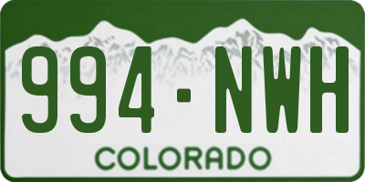CO license plate 994NWH