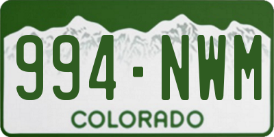 CO license plate 994NWM