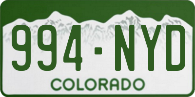 CO license plate 994NYD