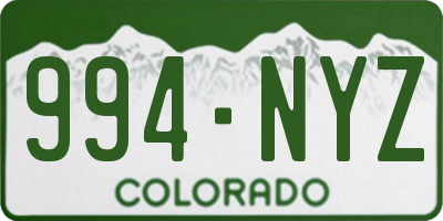 CO license plate 994NYZ