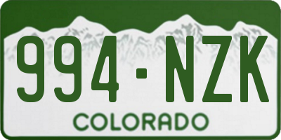 CO license plate 994NZK