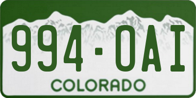 CO license plate 994OAI