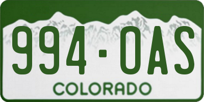 CO license plate 994OAS