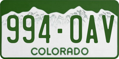 CO license plate 994OAV