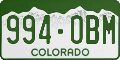 CO license plate 994OBM
