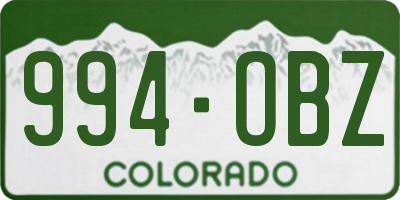 CO license plate 994OBZ