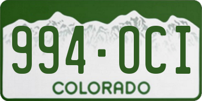 CO license plate 994OCI