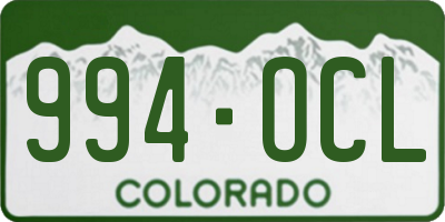 CO license plate 994OCL