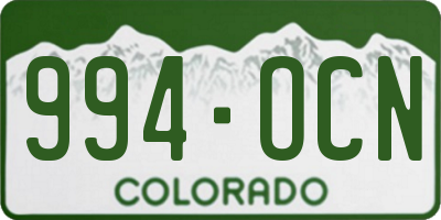 CO license plate 994OCN