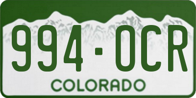 CO license plate 994OCR