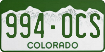 CO license plate 994OCS