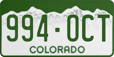 CO license plate 994OCT