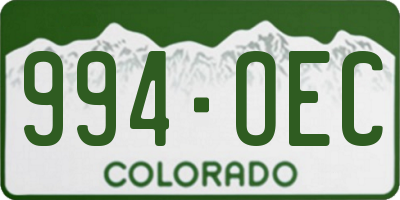 CO license plate 994OEC